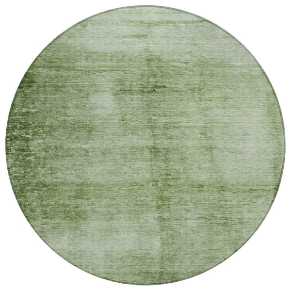 HomeRoots 8' Artichoke Green & Ivory Round Abstract Washable Area Rug - Stylish, Durable, Indoor/Outdoor Essential 623919