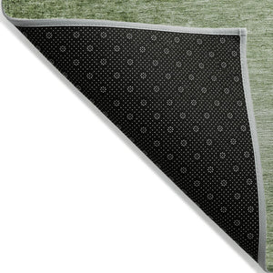 HomeRoots 8' Artichoke Green & Ivory Round Abstract Washable Area Rug - Stylish, Durable, Indoor/Outdoor Essential 623919