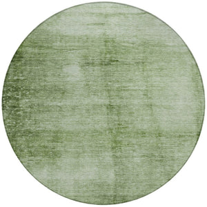 HomeRoots 8' Artichoke Green & Ivory Round Abstract Washable Area Rug - Stylish, Durable, Indoor/Outdoor Essential 623919