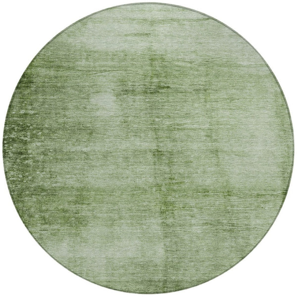 HomeRoots 8' Artichoke Green & Ivory Round Abstract Washable Area Rug - Stylish, Durable, Indoor/Outdoor Essential 623919