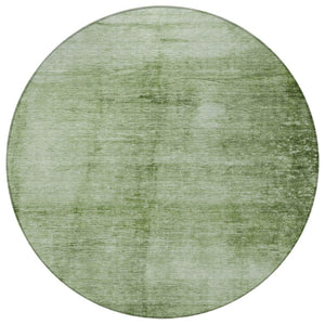 HomeRoots 8' Artichoke Green & Ivory Round Abstract Washable Area Rug - Stylish, Durable, Indoor/Outdoor Essential 623919