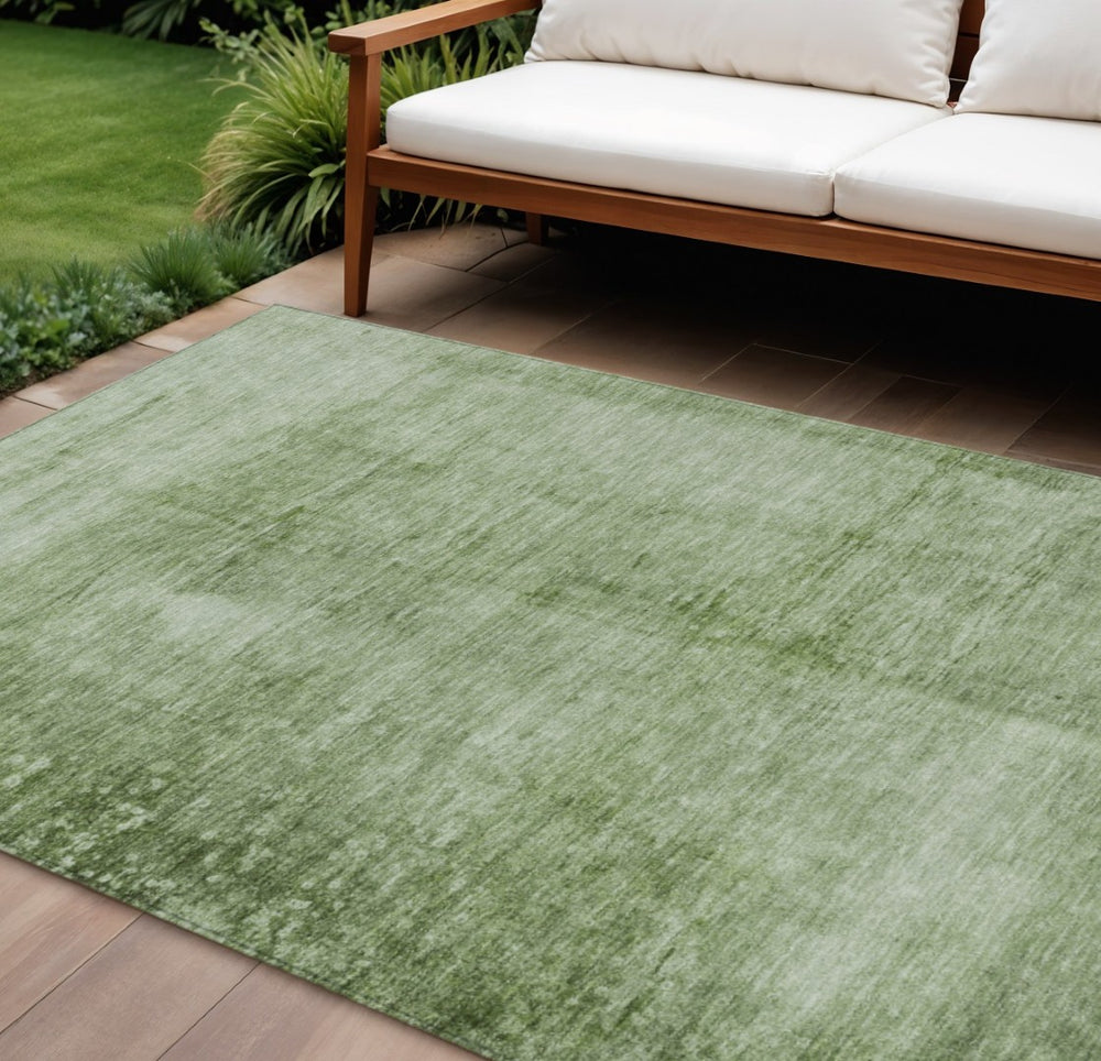 HomeRoots 8' X 10' Artichoke Green & Ivory Abstract Washable Rug – Durable, Stylish, Perfect for Indoor/Outdoor Use! 623920