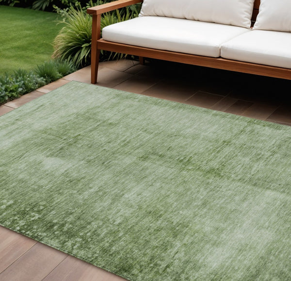 HomeRoots 8' X 10' Artichoke Green & Ivory Abstract Washable Rug – Durable, Stylish, Perfect for Indoor/Outdoor Use! 623920