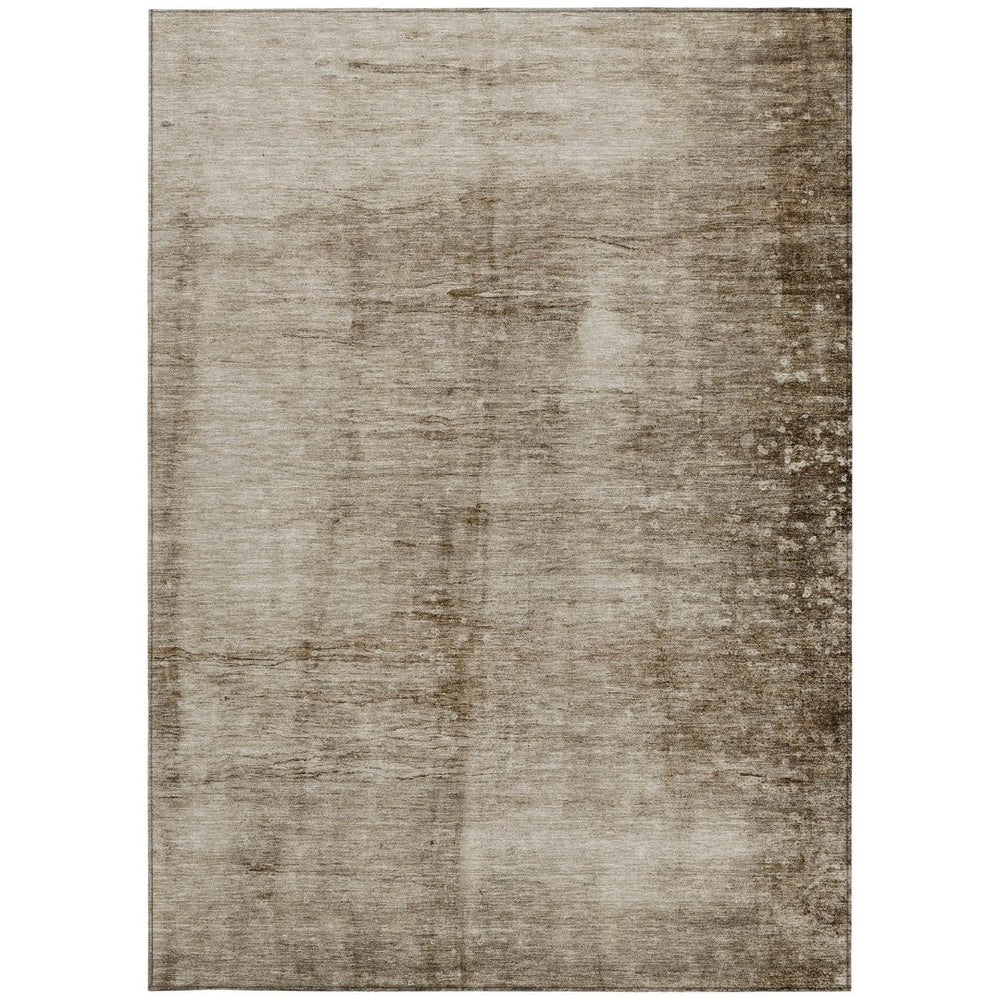 HomeRoots 5' X 8' Beige and Brown Abstract Area Rug - Durable, Washable, Indoor/Outdoor for Modern Spaces 623924