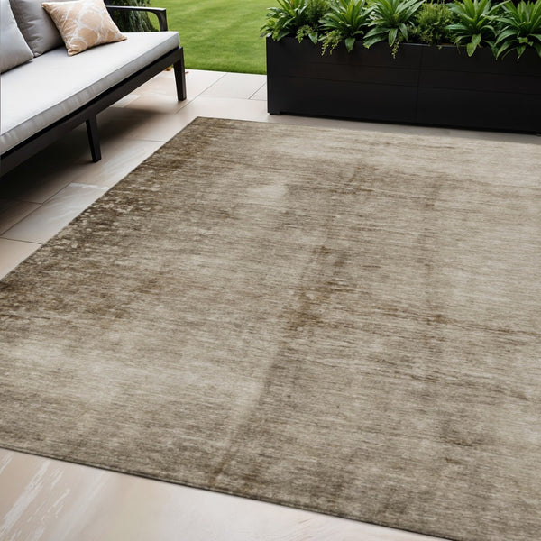 HomeRoots 5' X 8' Beige and Brown Abstract Area Rug - Durable, Washable, Indoor/Outdoor for Modern Spaces 623924