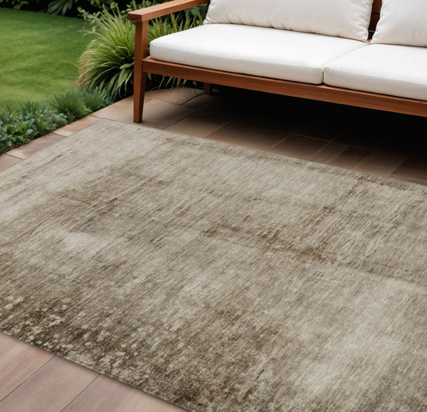 HomeRoots 8' Beige and Brown Abstract Washable Area Rug - Durable, Stylish, Indoor/Outdoor Perfect for Any Space! 623926