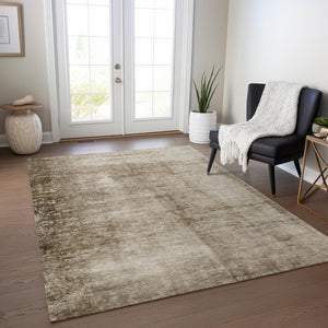 HomeRoots 8' Beige and Brown Abstract Washable Area Rug - Durable, Stylish, Indoor/Outdoor Perfect for Any Space! 623926