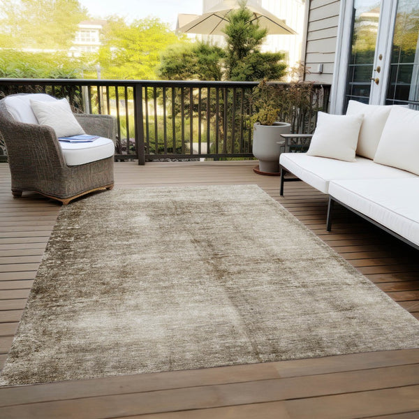HomeRoots 8' Beige and Brown Abstract Washable Area Rug - Durable, Stylish, Indoor/Outdoor Perfect for Any Space! 623926
