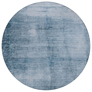 HomeRoots 8' Denim Blue & Ivory Round Abstract Washable Rug – Stylish, Durable, Indoor/Outdoor Perfect for Any Space 623937