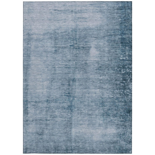 HomeRoots 8' x 10' Denim Blue Abstract Washable Area Rug - Durable Indoor/Outdoor Design for High-Traffic Spaces 623938