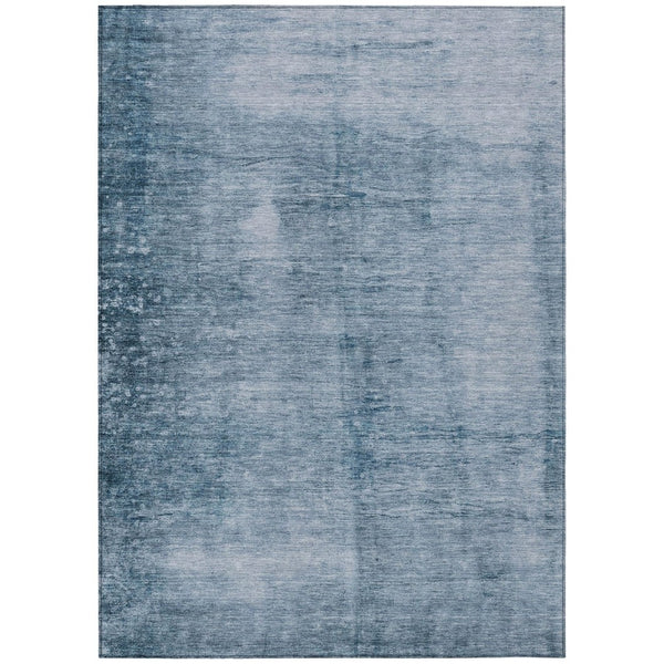 HomeRoots 9' X 12' Denim Blue & Ivory Abstract Rug - Durable, Washable, Indoor/Outdoor, Modern Design for Any Space 623939