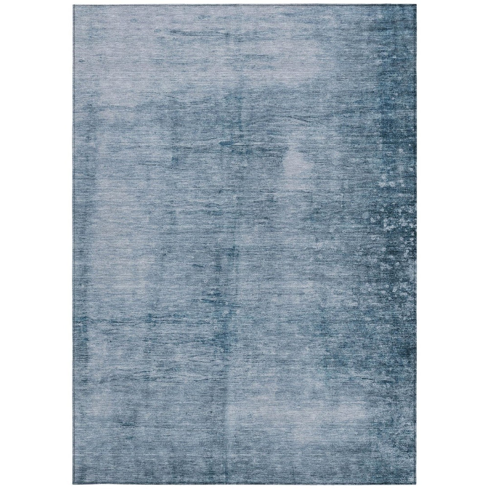 HomeRoots 10' Denim Blue & Ivory Abstract Washable Area Rug – Durable, Stylish, Perfect for Indoor & Outdoor Use! 623940