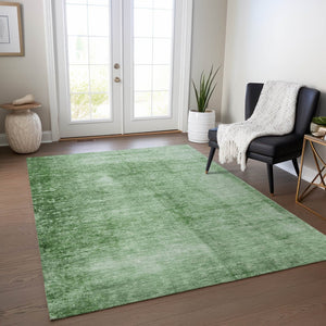 HomeRoots 5' Modern Green and Ivory Abstract Area Rug - Durable, Washable, Indoor/Outdoor Style for Any Space! 623942