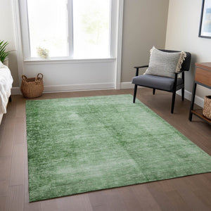 HomeRoots 5' Modern Green and Ivory Abstract Area Rug - Durable, Washable, Indoor/Outdoor Style for Any Space! 623942