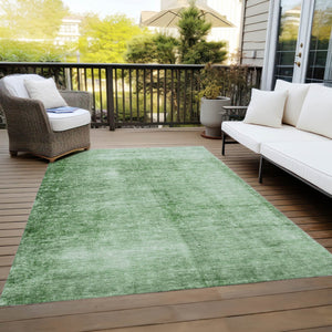 HomeRoots 5' Modern Green and Ivory Abstract Area Rug - Durable, Washable, Indoor/Outdoor Style for Any Space! 623942