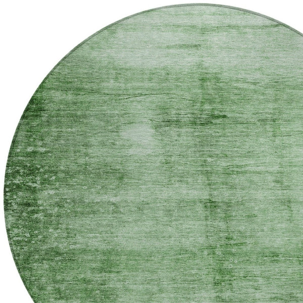 HomeRoots 8' Green & Ivory Abstract Round Area Rug - Washable, Durable, Stylish for Indoor & Outdoor Spaces 623943