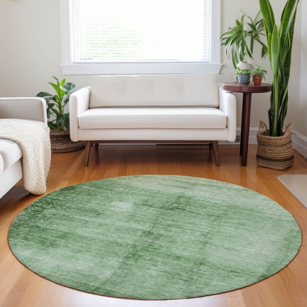HomeRoots 8' Green & Ivory Abstract Round Area Rug - Washable, Durable, Stylish for Indoor & Outdoor Spaces 623943