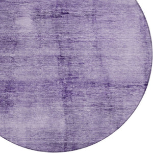 HomeRoots 8' Round Abstract Purple and Ivory Area Rug – Washable, Stain Resistant, Perfect for Indoor & Outdoor Spaces! 623955