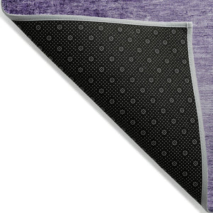 HomeRoots 8' Round Abstract Purple and Ivory Area Rug – Washable, Stain Resistant, Perfect for Indoor & Outdoor Spaces! 623955