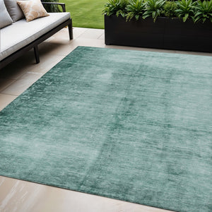 HomeRoots 5' X 8' Teal Blue and Ivory Abstract Washable Area Rug - Stylish, Durable for Indoor & Outdoor Use 623960