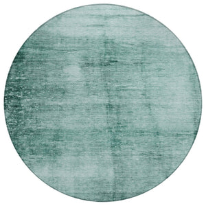 HomeRoots 8' Teal Blue and Ivory Round Abstract Area Rug - Washable, Durable for Indoor Outdoor Spaces 623961