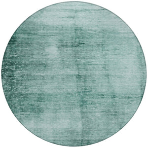 HomeRoots 8' Teal Blue and Ivory Round Abstract Area Rug - Washable, Durable for Indoor Outdoor Spaces 623961