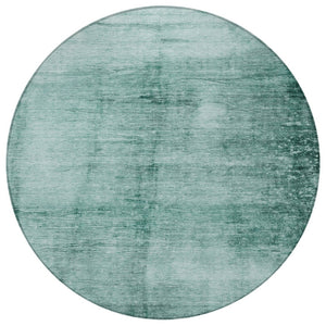 HomeRoots 8' Teal Blue and Ivory Round Abstract Area Rug - Washable, Durable for Indoor Outdoor Spaces 623961