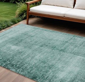 HomeRoots 9' X 12' Teal Blue & Ivory Abstract Area Rug - Washable, Indoor/Outdoor, Stylish & Durable Design! 623963