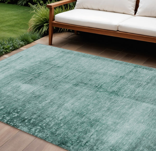 HomeRoots 9' X 12' Teal Blue & Ivory Abstract Area Rug - Washable, Indoor/Outdoor, Stylish & Durable Design! 623963