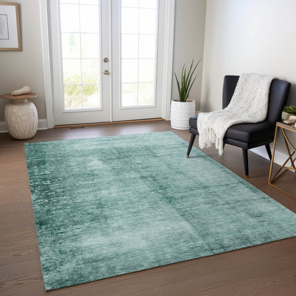HomeRoots 9' X 12' Teal Blue & Ivory Abstract Area Rug - Washable, Indoor/Outdoor, Stylish & Durable Design! 623963