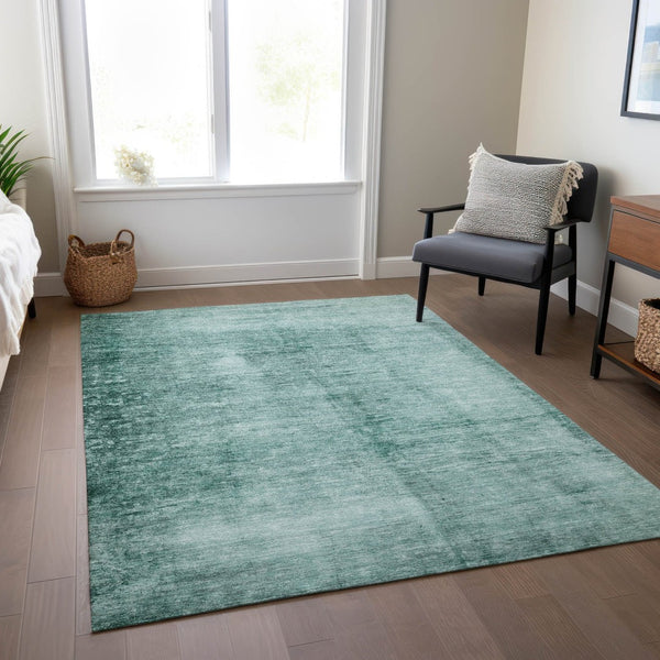 HomeRoots 9' X 12' Teal Blue & Ivory Abstract Area Rug - Washable, Indoor/Outdoor, Stylish & Durable Design! 623963