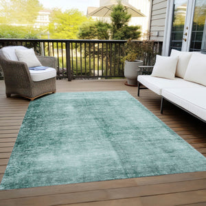 HomeRoots 9' X 12' Teal Blue & Ivory Abstract Area Rug - Washable, Indoor/Outdoor, Stylish & Durable Design! 623963