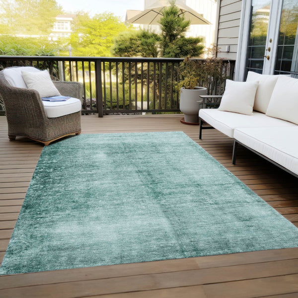 HomeRoots 9' X 12' Teal Blue & Ivory Abstract Area Rug - Washable, Indoor/Outdoor, Stylish & Durable Design! 623963