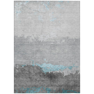 HomeRoots 5' X 8' Teal Blue and Gray Abstract Area Rug - Durable, Stylish, Washable Indoor/Outdoor Decor Piece 623990