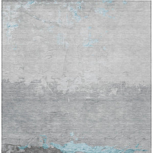 HomeRoots 5' X 8' Teal Blue and Gray Abstract Area Rug - Durable, Stylish, Washable Indoor/Outdoor Decor Piece 623990