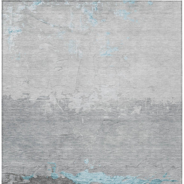 HomeRoots 5' X 8' Teal Blue and Gray Abstract Area Rug - Durable, Stylish, Washable Indoor/Outdoor Decor Piece 623990