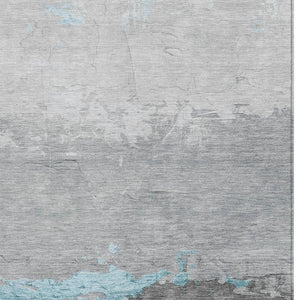 HomeRoots 9' X 12' Teal Blue & Gray Abstract Area Rug - Durable, Washable, Stylish for Indoor & Outdoor Spaces 623993