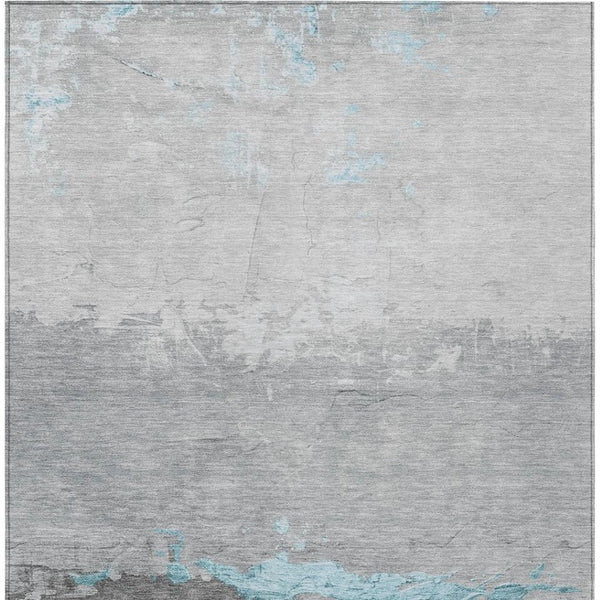 HomeRoots 10' X 14' Teal Blue and Gray Abstract Area Rug - Stylish, Washable Indoor/Outdoor Rug for All Spaces 623994