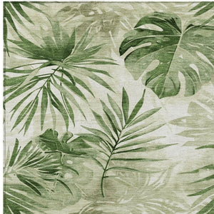 HomeRoots 5' X 8' Artichoke Green Floral Area Rug - Durable, Washable, Stylish for Indoor & Outdoor Spaces! 623996
