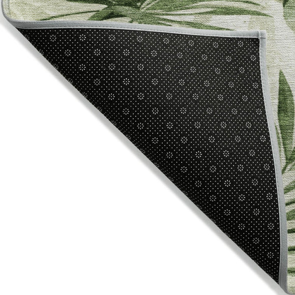 HomeRoots 8' Durable Artichoke Green & Ivory Round Floral Area Rug - Washable for Indoor & Outdoor Use! 623997