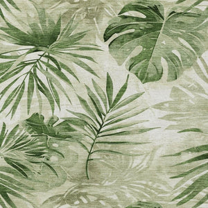 HomeRoots 8' X 10' Artichoke Green Floral Area Rug - Washable, Durable, Perfect for Indoor & Outdoor Spaces! 623998