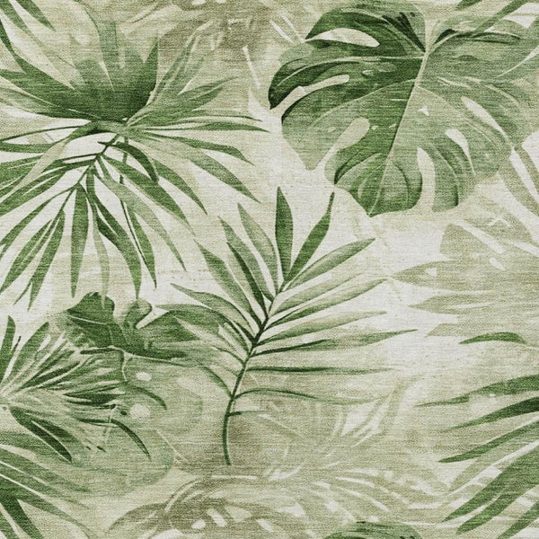 HomeRoots 8' X 10' Artichoke Green Floral Area Rug - Washable, Durable, Perfect for Indoor & Outdoor Spaces! 623998