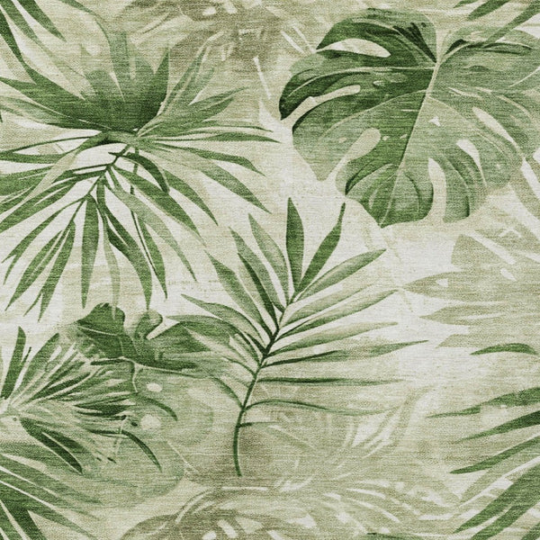 HomeRoots 9' X 12' Artichoke Green Floral Area Rug - Durable, Washable, Perfect for Indoor & Outdoor Spaces 623999