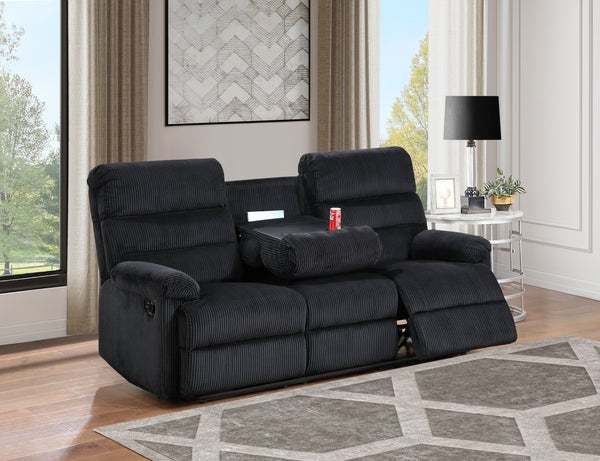 English Elm Lucie Velvet Corded Reclining Sofa with Console and Cup Holders for Living Room B078P473035