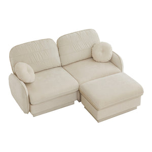 English Elm Chenille Cloud Loveseat with Quilted Back Pillows Deep Seat Comfort for Living Room W714S01748