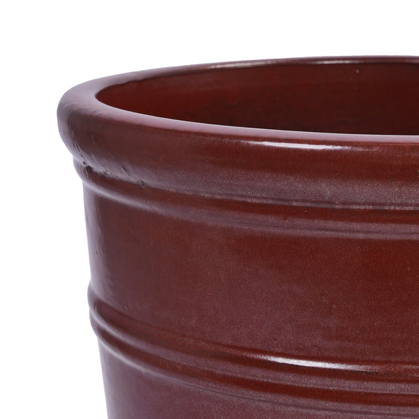 English Elm 3 Pieces Ceramic Flowerpot Set - Handcrafted Modern Planters In Bean Paste Red For Home & Garden W3273P321532