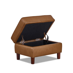 English Elm Bella Leather Storage Ottoman with Top-Grain Leather, Pocket Coil Comfort, Durable Kiln-Dried Frame Cognac B2705P326711