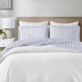 Madison Park Essentials 200 Thread Count Printed Cotton Casual Sheet Set MPE20-1013 Blue Stripe