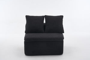 English Elm 133'' Modular U-shaped Sectional Chenille Sofa with Removable Recliner for Spacious Rooms Black W2231S00055