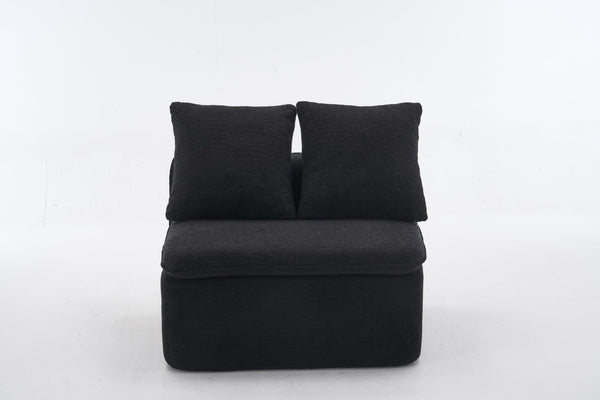 English Elm 133'' Modular U-shaped Sectional Chenille Sofa with Removable Recliner for Spacious Rooms Black W2231S00055